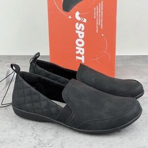 JSport Women's Lisa Casual Slip On Shoes Lined Comfort Black Size 6.5 New In Box